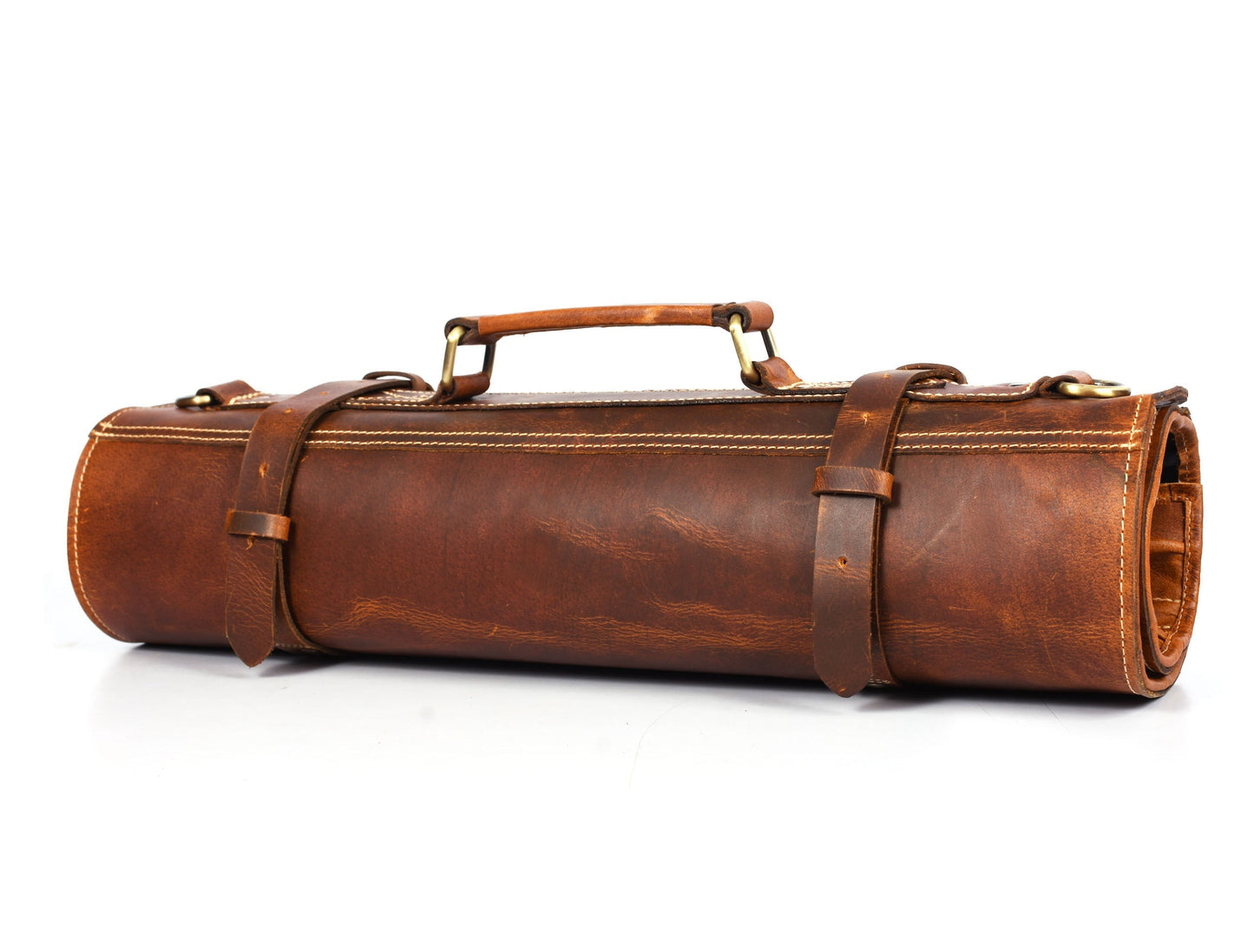 Aurora Leather Knife Roll 10 Slot - Stress Brown - www.Shopthatapp.com