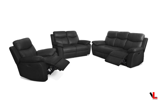 Aveon 3 Piece Pillow Top Arm Reclining Sofa, Loveseat and Chair Set in Leather Match - Available in 2 Colours - www.Shopthatapp.com