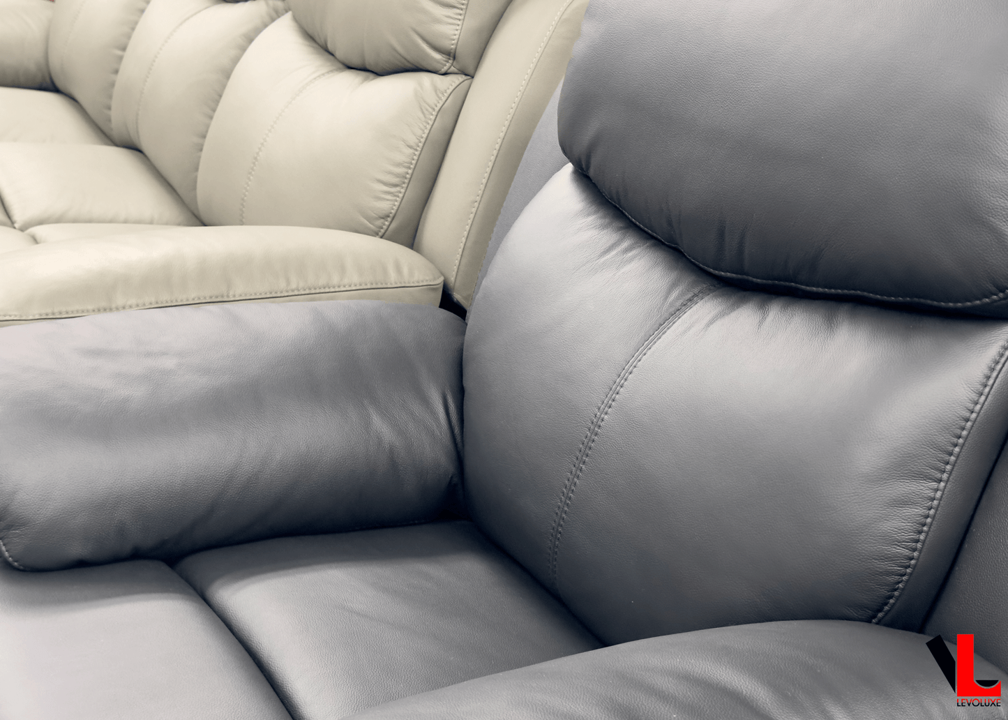 Aveon 3 Piece Pillow Top Arm Reclining Sofa, Loveseat and Chair Set in Leather Match - Available in 2 Colours - www.Shopthatapp.com