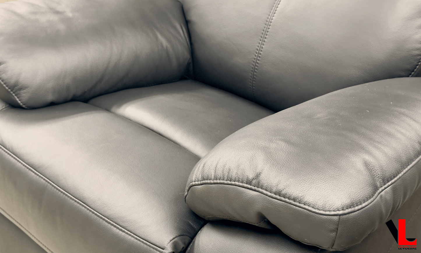 Aveon 3 Piece Pillow Top Arm Reclining Sofa, Loveseat and Chair Set in Leather Match - Available in 2 Colours - www.Shopthatapp.com