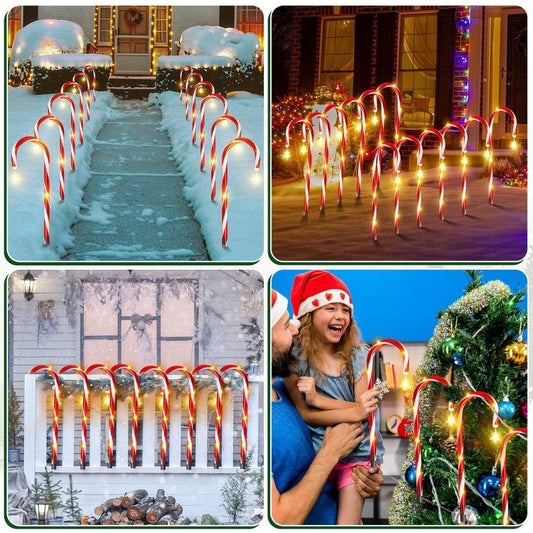 Christmas Solar Candy Cane Lamp Set Of 8 - www.Shopthatapp.com