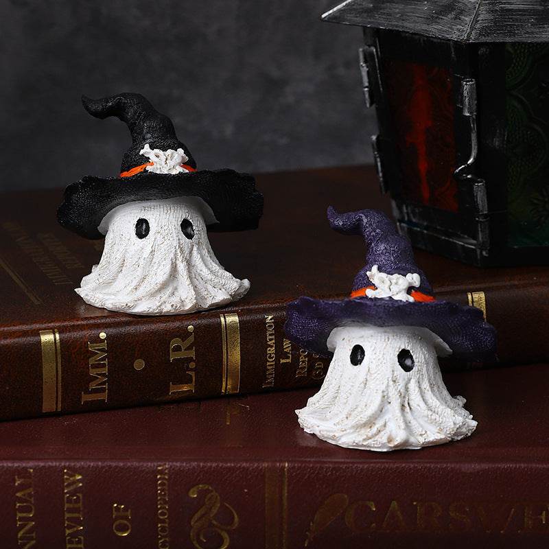 Resin Decoration Halloween Wizard Hat Ghost Ornaments - www.Shopthatapp.com