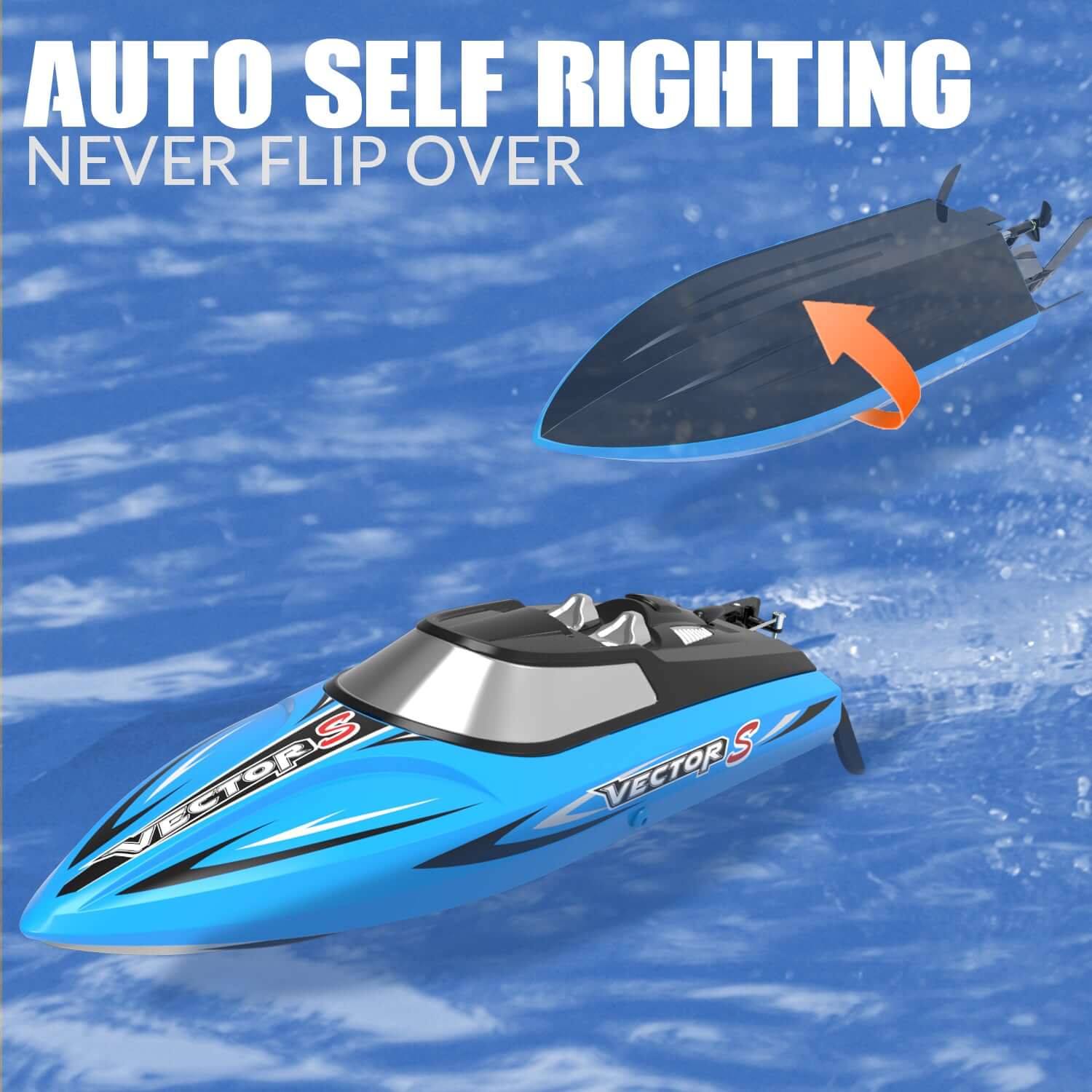 VectorS 30MPH Brushless RC Boat: Self-Righting, Fast Racing for Lakes - www.Shopthatapp.com