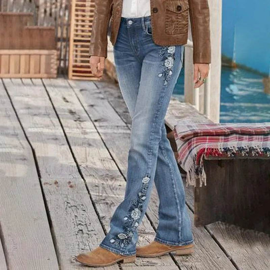 Women's Embroidered Bootcut Slim Fit Jeans - www.Shopthatapp.com