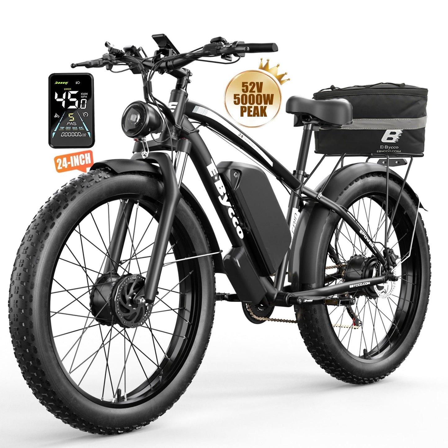 E·BYCCO 24'' EB10 Peak 5000W 52V 32Ah Dual Motors Electric Bike for Women and Men - www.Shopthatapp.com