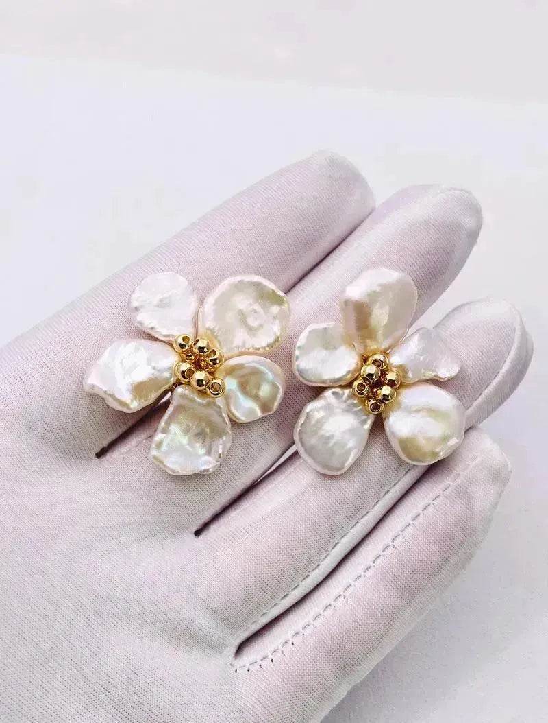 Baroque Pearl Earrings Female European And American Temperament Personality Flower Stud Earrings - www.Shopthatapp.com