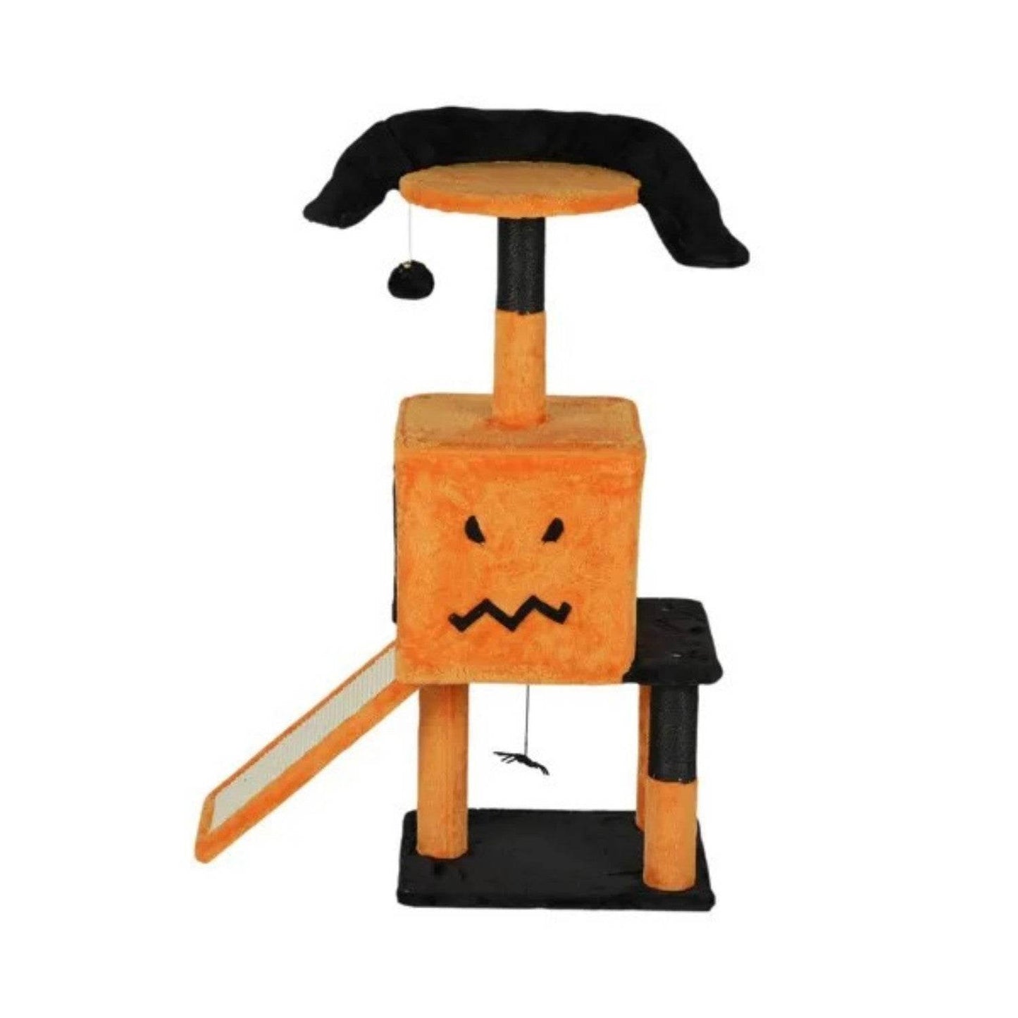 39.4 Halloween Cat Tree, Cat Tower Cat Tree For Indoor Cats With Spacious Cat Condo, Sisal Scratching Posts, Hanging Toys, Orange Black - www.Shopthatapp.com
