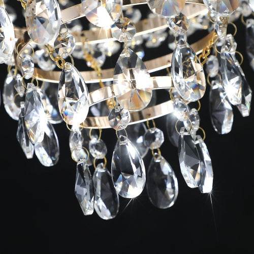 Golden Crystal Chandelier, Large Modern Luxury Chandelier, Suitable For Living Room, Dining Room, Bedroom, Hallway - No Bulb - www.Shopthatapp.com
