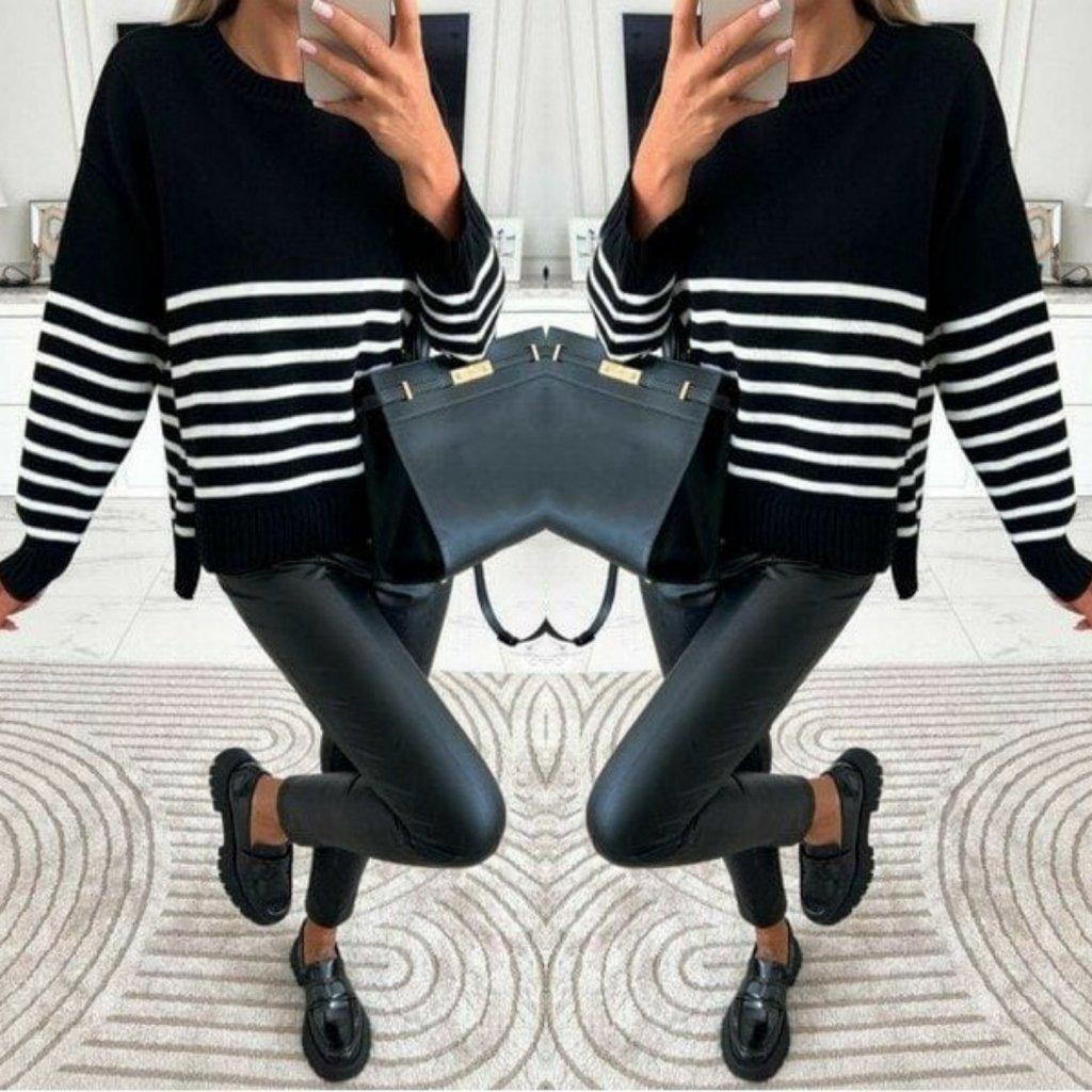 Bella Crew Neck Striped Knitwear Jumper
