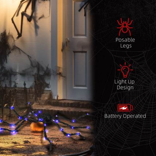 HOMCOM 3.25 Outdoor Halloween Decoration, Light-up Oversized Spider Halloween Prop With Light Up Bendable Legs - www.Shopthatapp.com