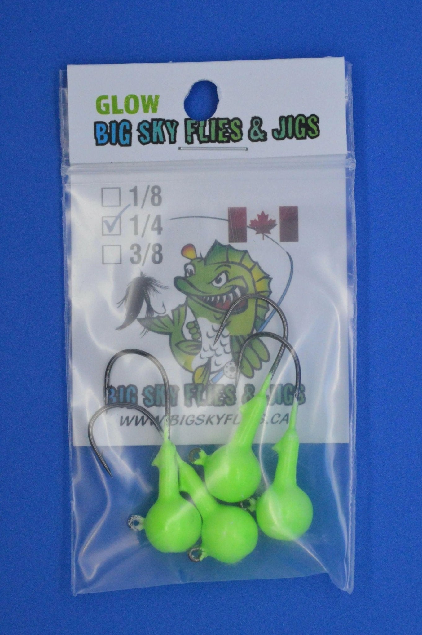 Big Sky 1/4oz Ball Jigs Glow 4/pack - www.Shopthatapp.com