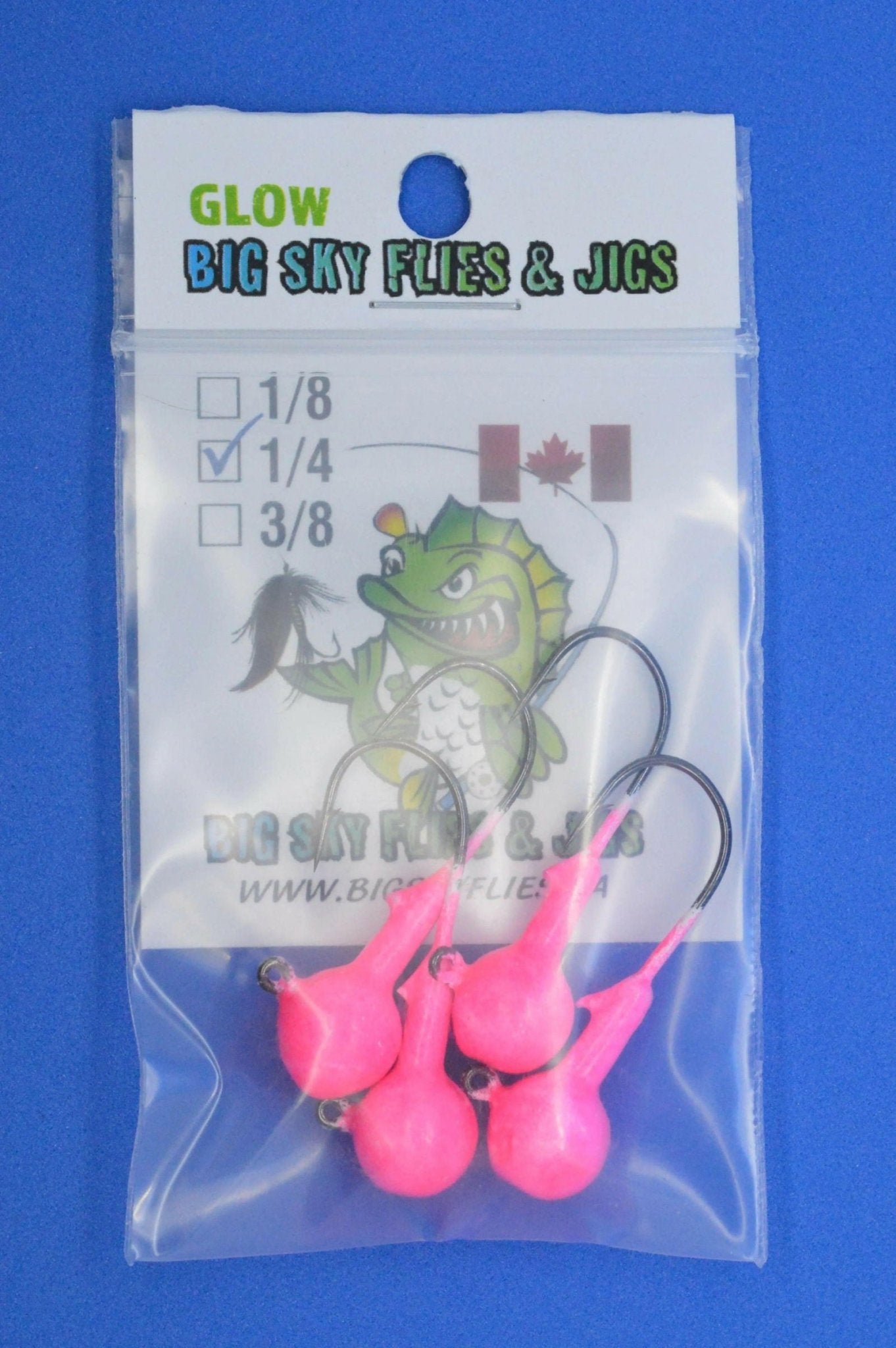 Big Sky 1/4oz Ball Jigs Glow 4/pack - www.Shopthatapp.com