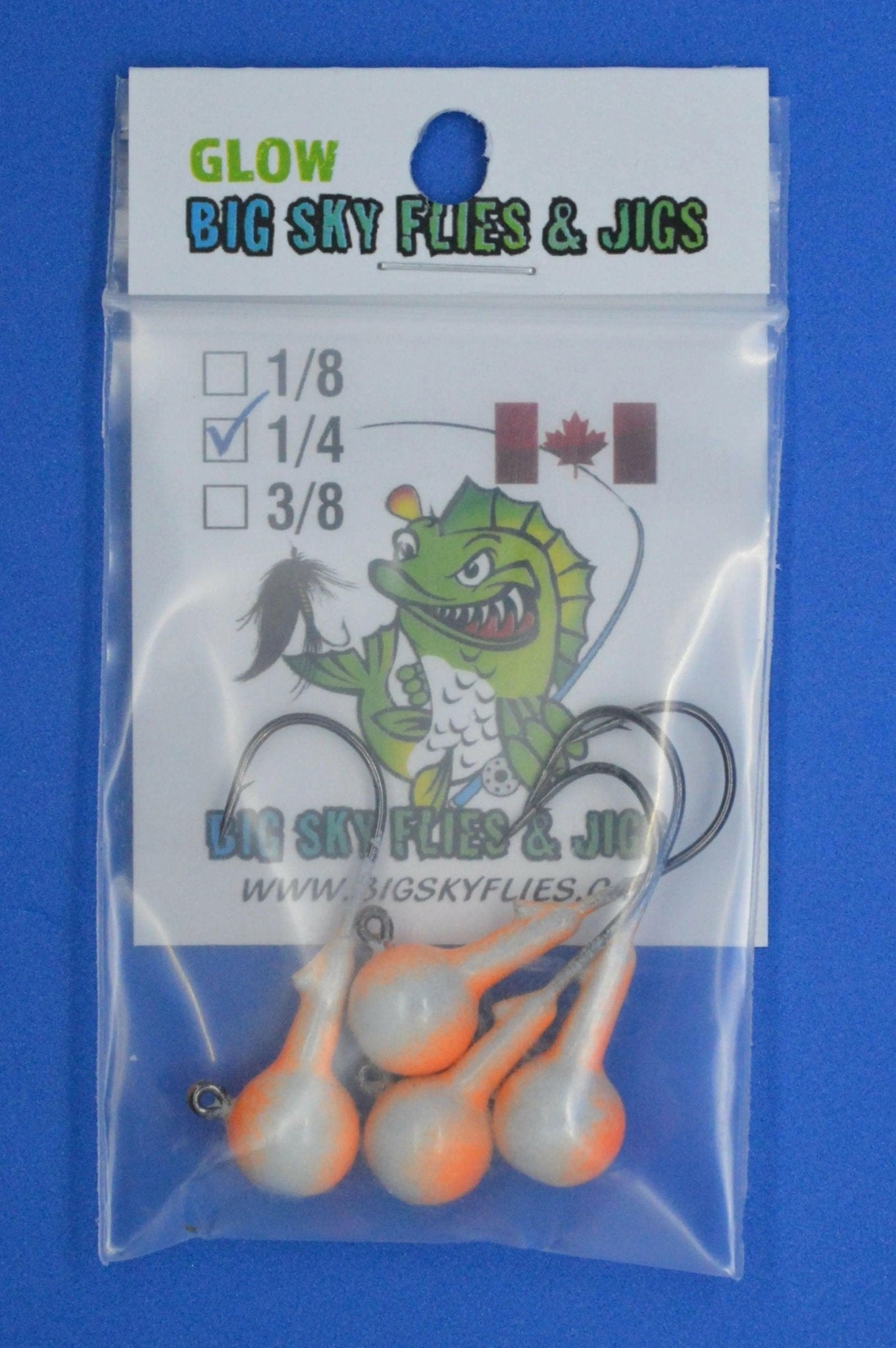 Big Sky 1/4oz Ball Jigs Glow 4/pack - www.Shopthatapp.com
