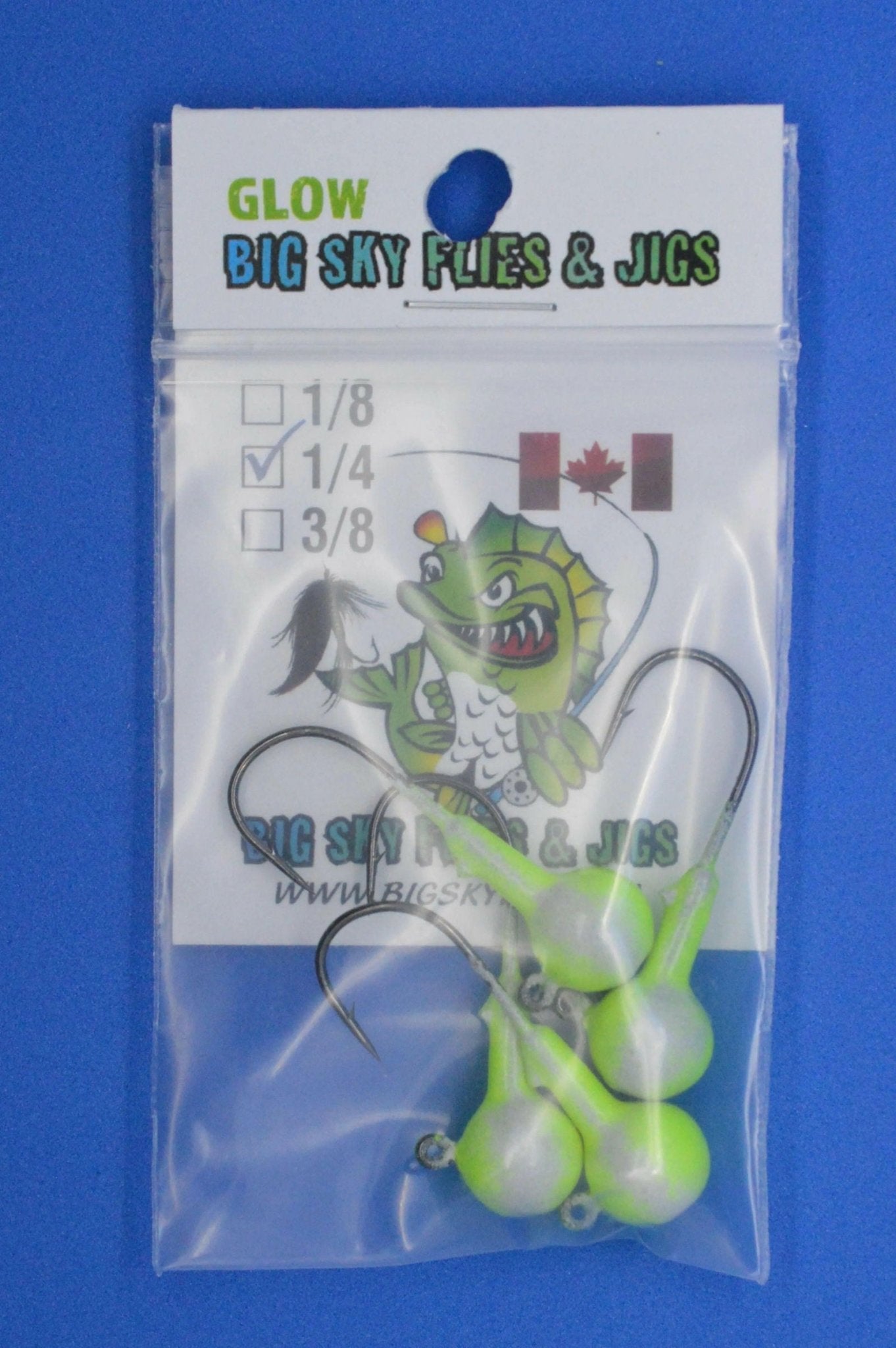 Big Sky 1/4oz Ball Jigs Glow 4/pack - www.Shopthatapp.com