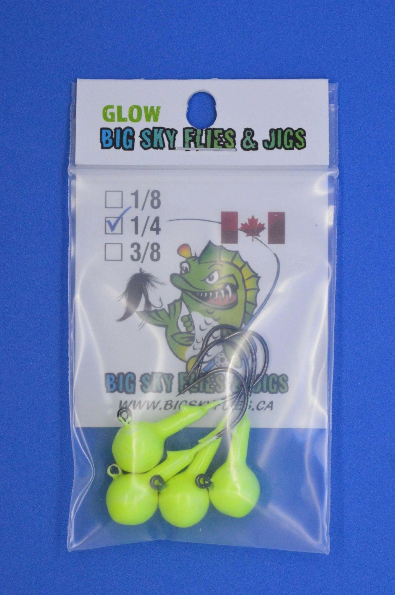 Big Sky 1/4oz Ball Jigs Glow 4/pack - www.Shopthatapp.com