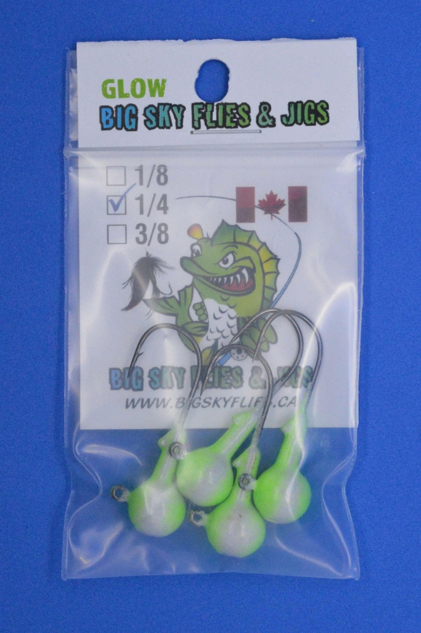 Big Sky 1/4oz Ball Jigs Glow 4/pack - www.Shopthatapp.com