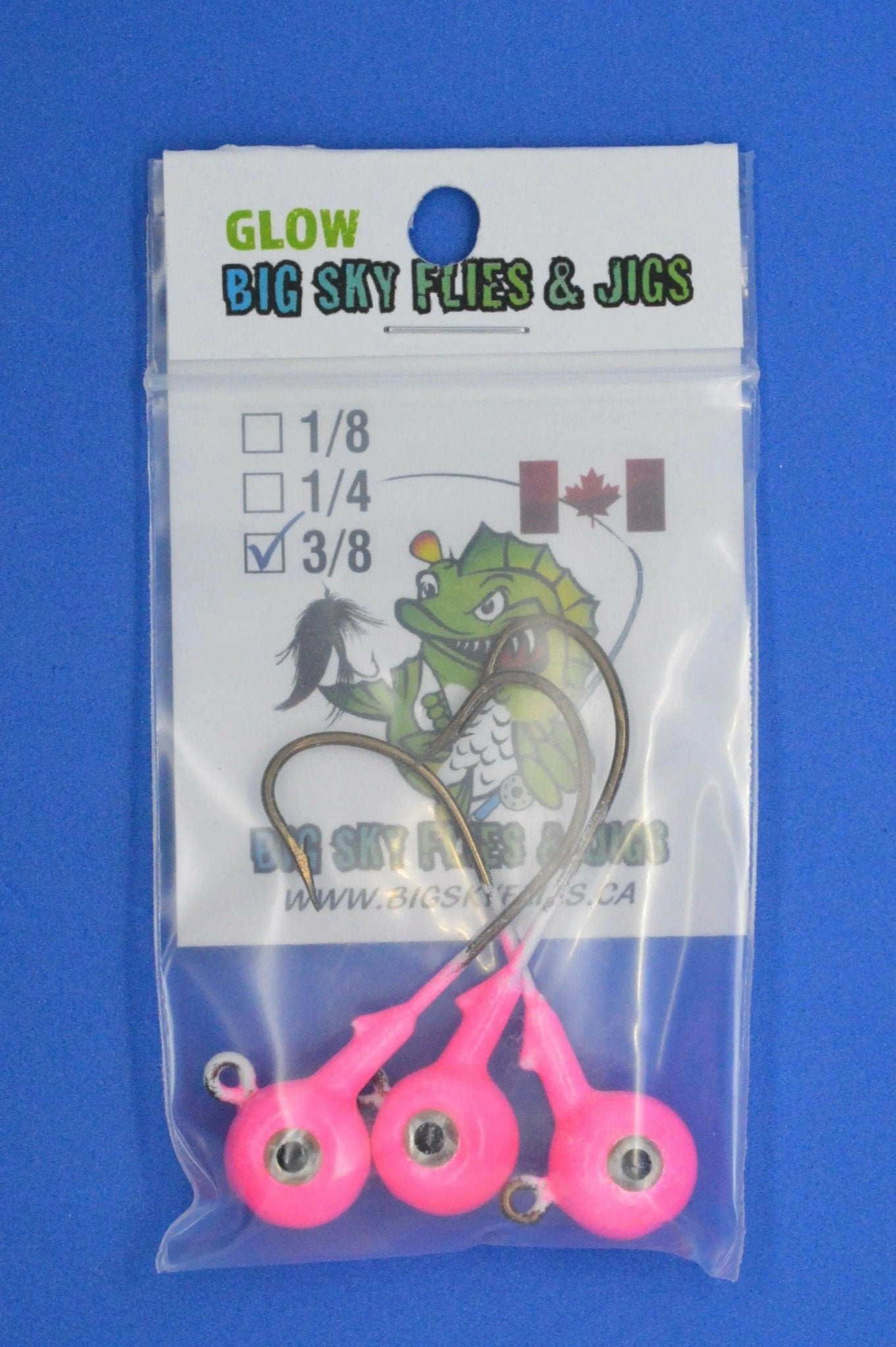 Big Sky Titan 3/8oz Heavy Duty Jig Heads Glow 3/pack - www.Shopthatapp.com