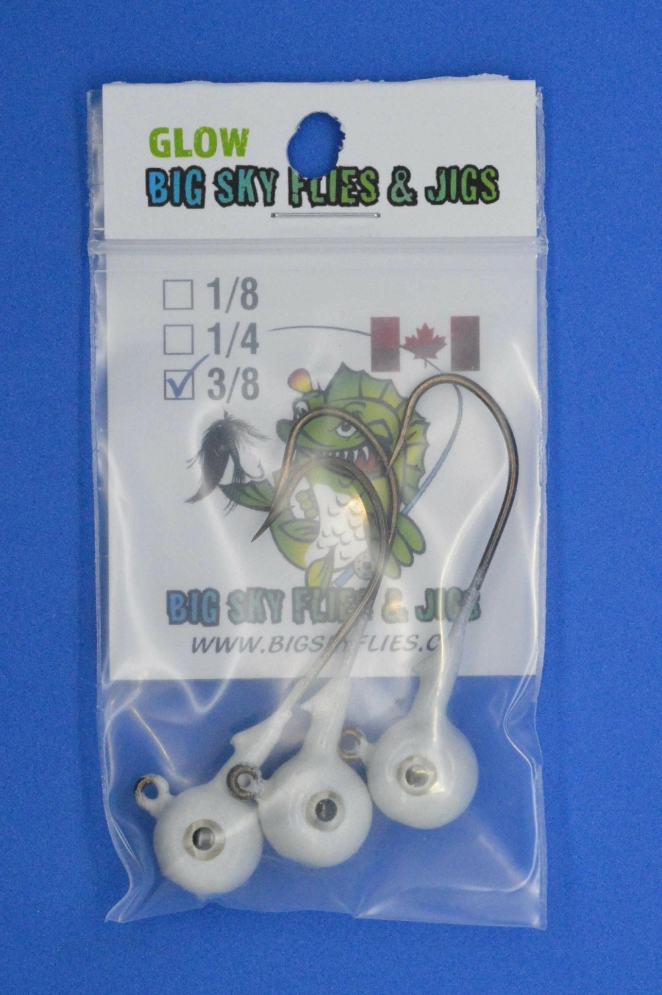 Big Sky Titan 3/8oz Heavy Duty Jig Heads Glow 3/pack - www.Shopthatapp.com