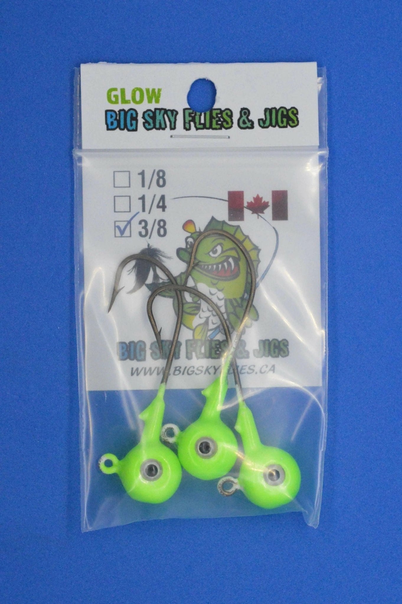 Big Sky Titan 3/8oz Heavy Duty Jig Heads Glow 3/pack - www.Shopthatapp.com