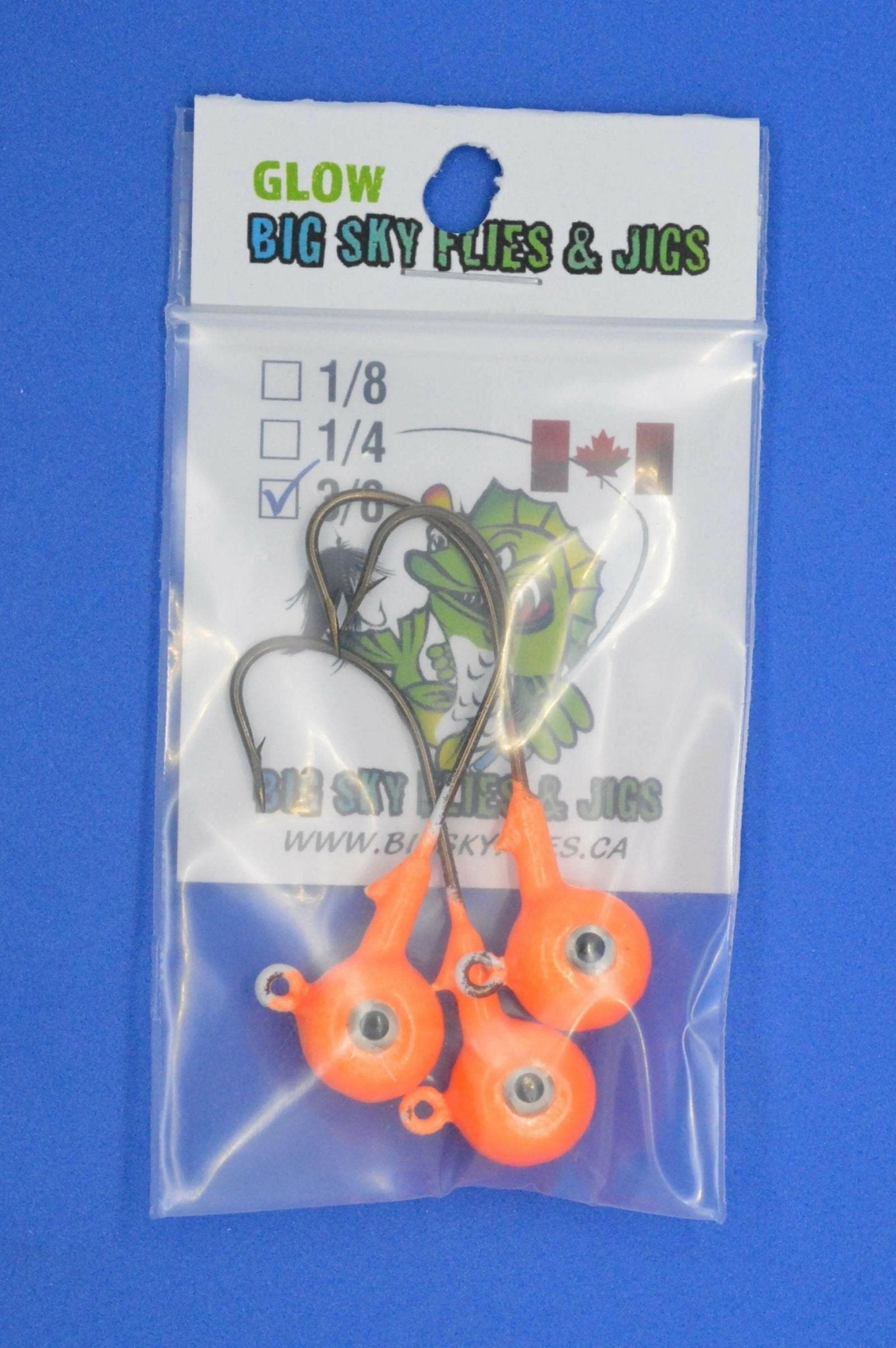Big Sky Titan 3/8oz Heavy Duty Jig Heads Glow 3/pack - www.Shopthatapp.com