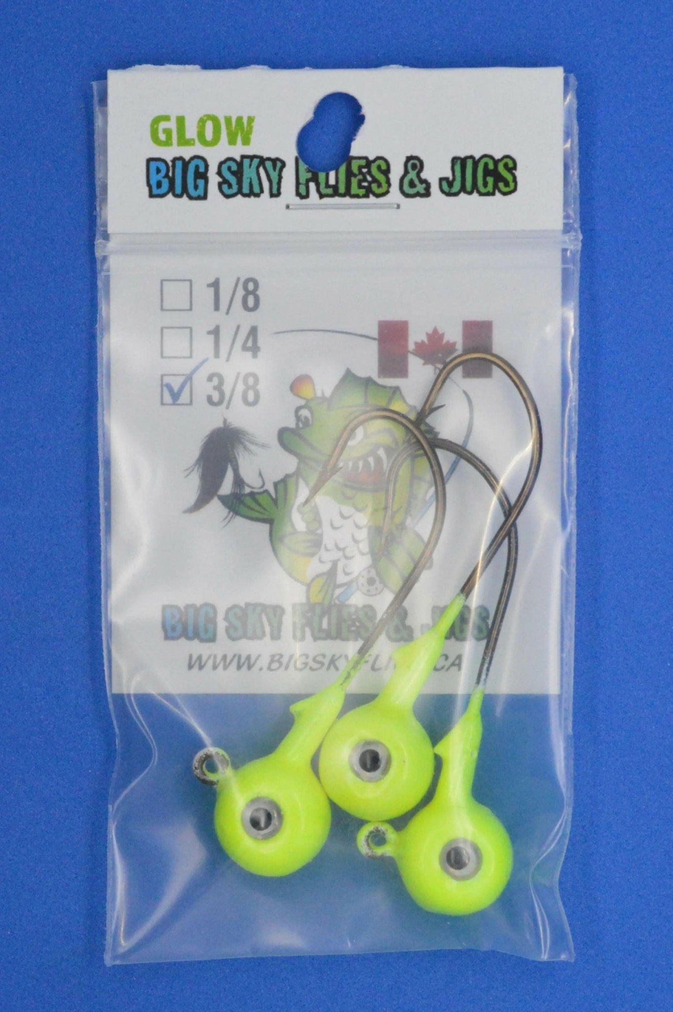 Big Sky Titan 3/8oz Heavy Duty Jig Heads Glow 3/pack - www.Shopthatapp.com