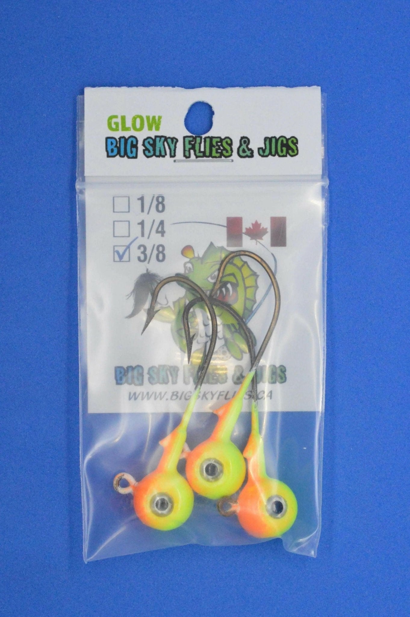 Big Sky Titan 3/8oz Heavy Duty Jig Heads Glow 3/pack - www.Shopthatapp.com