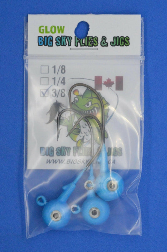 Big Sky Titan 3/8oz Heavy Duty Jig Heads Glow 3/pack - www.Shopthatapp.com