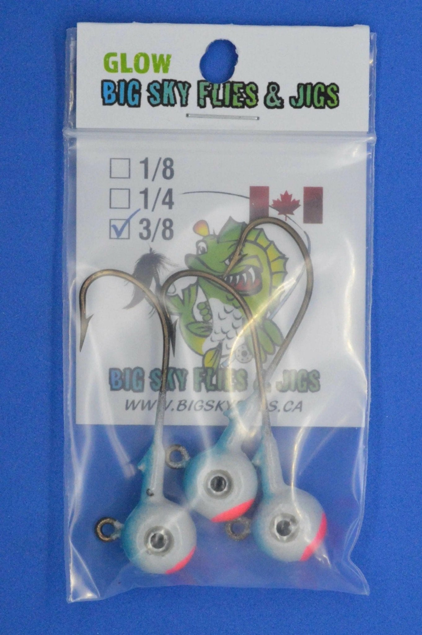 Big Sky Titan 3/8oz Heavy Duty Jig Heads Glow 3/pack - www.Shopthatapp.com