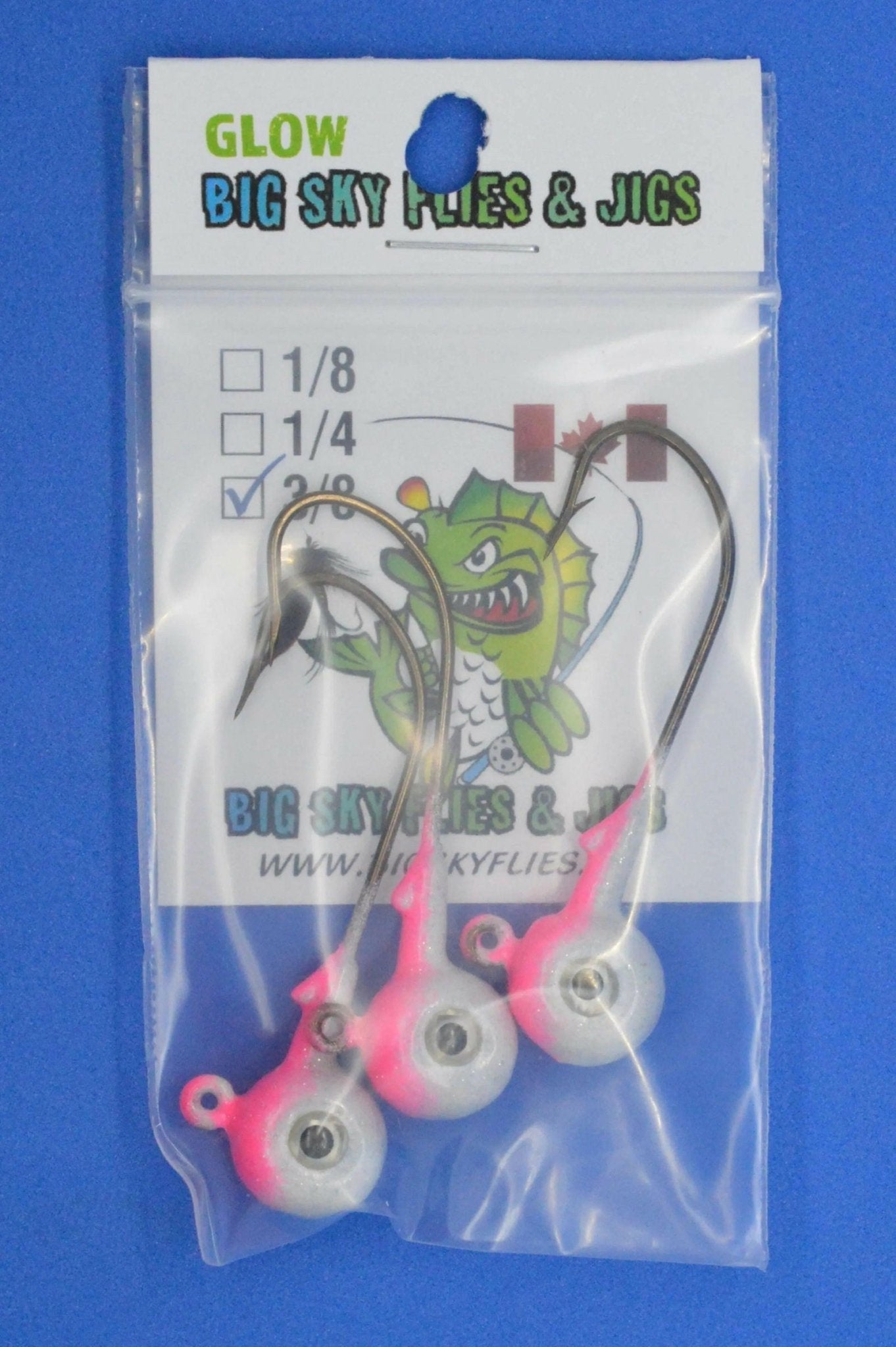 Big Sky Titan 3/8oz Heavy Duty Jig Heads Glow 3/pack - www.Shopthatapp.com