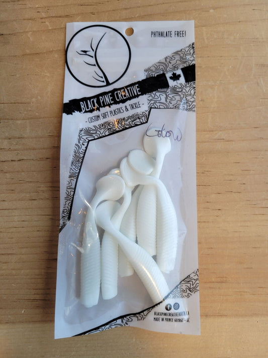 Black Pine Creative 3-3/4" Glow Paddle Tails 6/pk - www.Shopthatapp.com