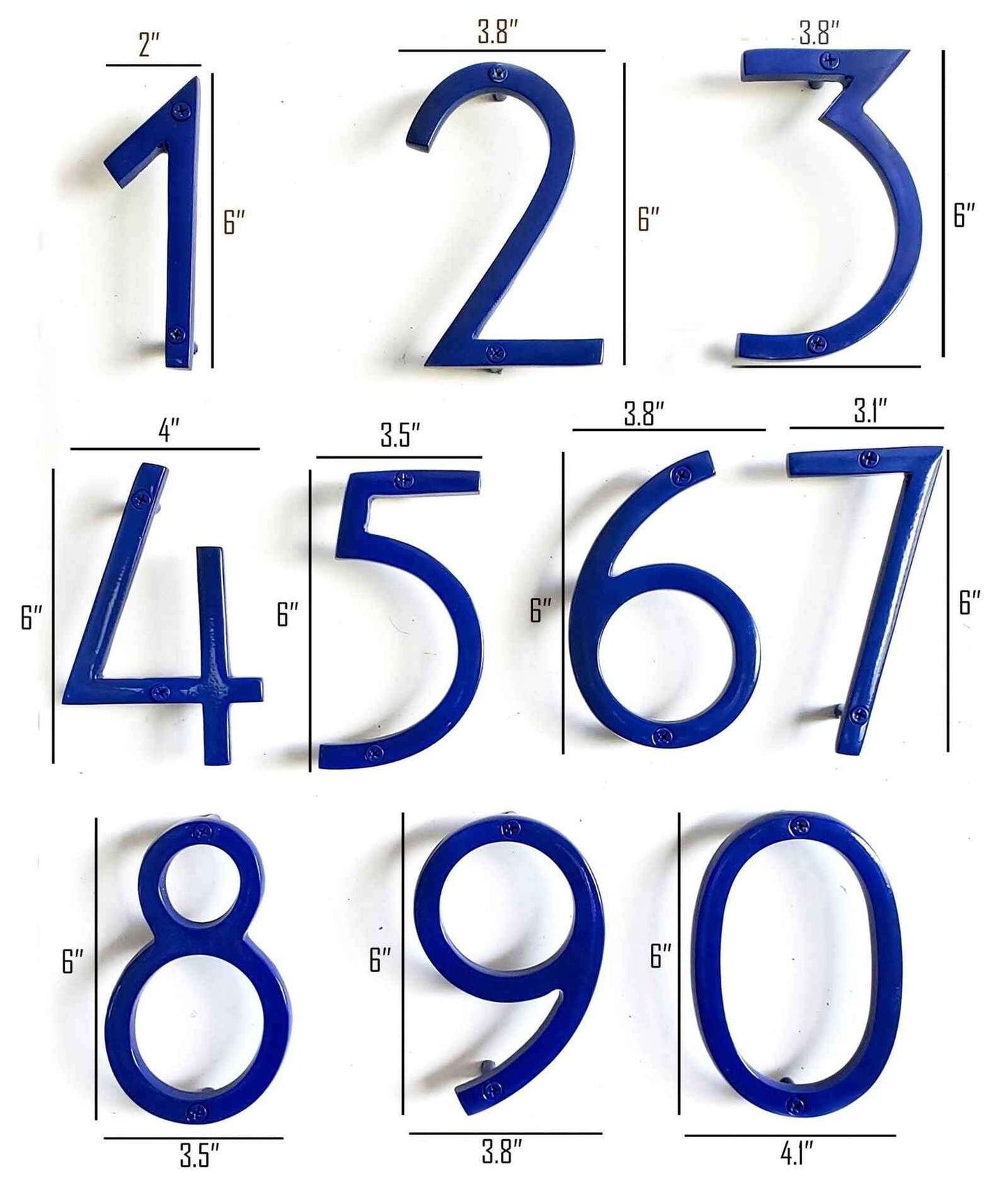 Selection of blue house number one and other digits for stylish home address display