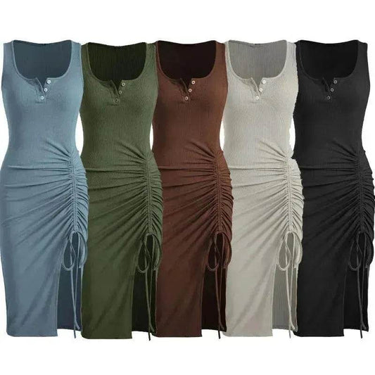 Bottom Drawstring Thread Dress Tight Skirt - www.Shopthatapp.com