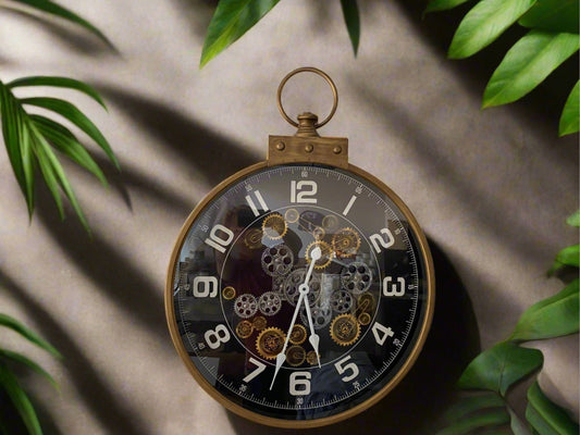 Brush Bronze Metal Rotating Gears Wall Clock - www.Shopthatapp.com