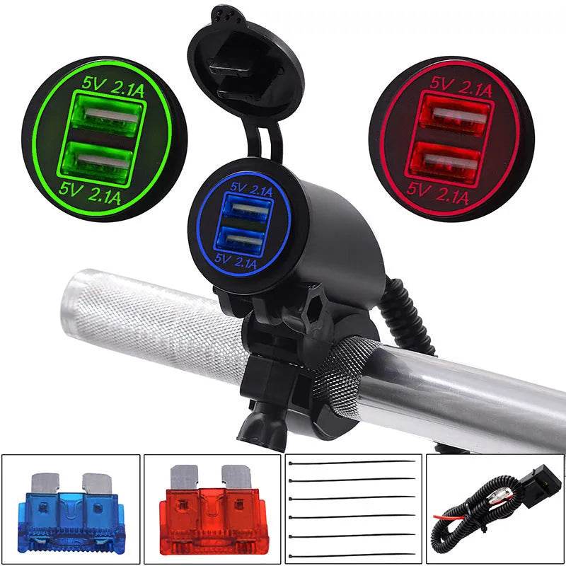 4.2A Dual USB Mobile Phone Motorcycle Car Charger - www.Shopthatapp.com