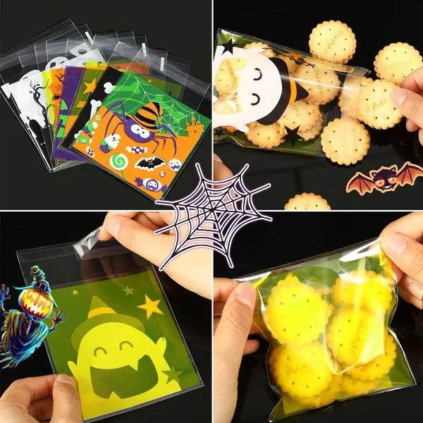 450 Pcs Halloween Cellophane Treat Bags Self-sealing Clear Candy Cookie Bags Pumpkin Ghost Black Cat Skull Trick Or Treat Bags For Halloween Birthday Trick Or Treat Party Favors Supplies - www.Shopthatapp.com