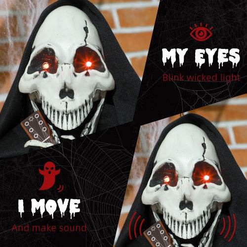 HOMCOM 4.3 Outdoor Halloween Decoration Animatronic Guitar-playing Grim Reaper, Sound And Motion Activated Animated Prop With Light Up Eyes Guitar Music - www.Shopthatapp.com