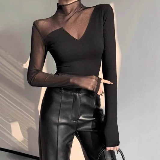 Fashion Chic Slim fit High neck bodycon top for women - www.Shopthatapp.com