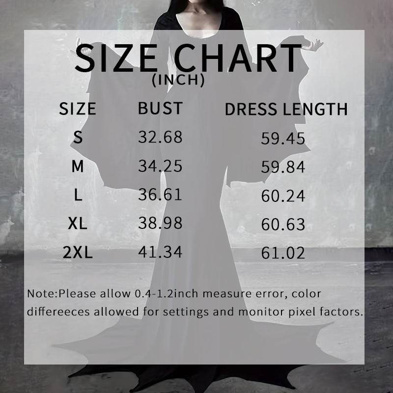 Black Costume Womens Gothic Witch Bat Sleeve Dress Halloween Cosplay Costumes Vintage Carnival Party Outfit - www.Shopthatapp.com