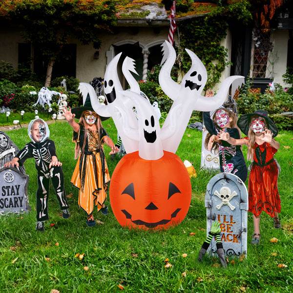 Halloween decorations - 5.9 FT Halloween Inflatable Pumpkin Ghost Outdoor Decorations - www.Shopthatapp.com