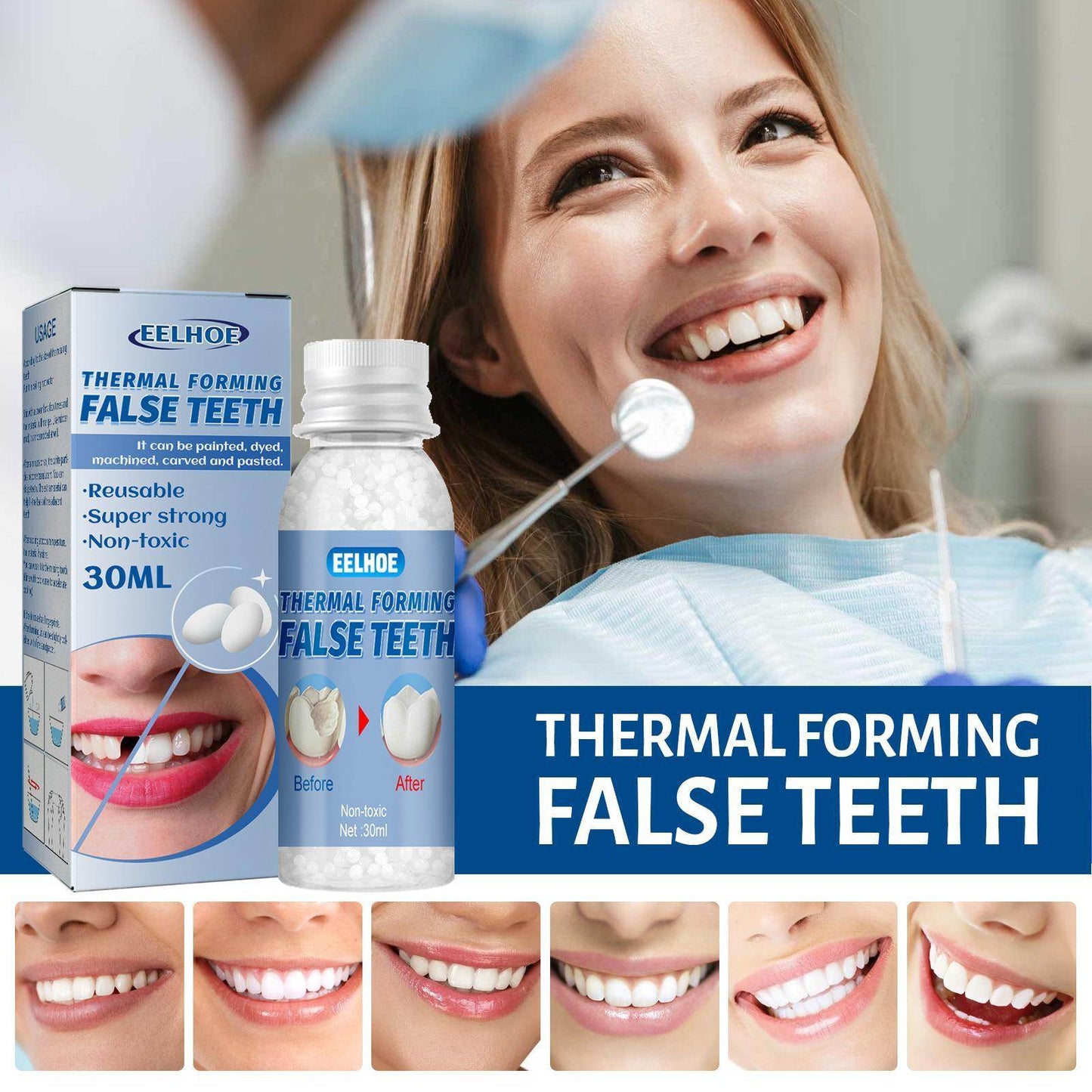 Easy-to-use Tooth Shaping Glue Video Beauty Denture Correction Temporary Filling - www.Shopthatapp.com