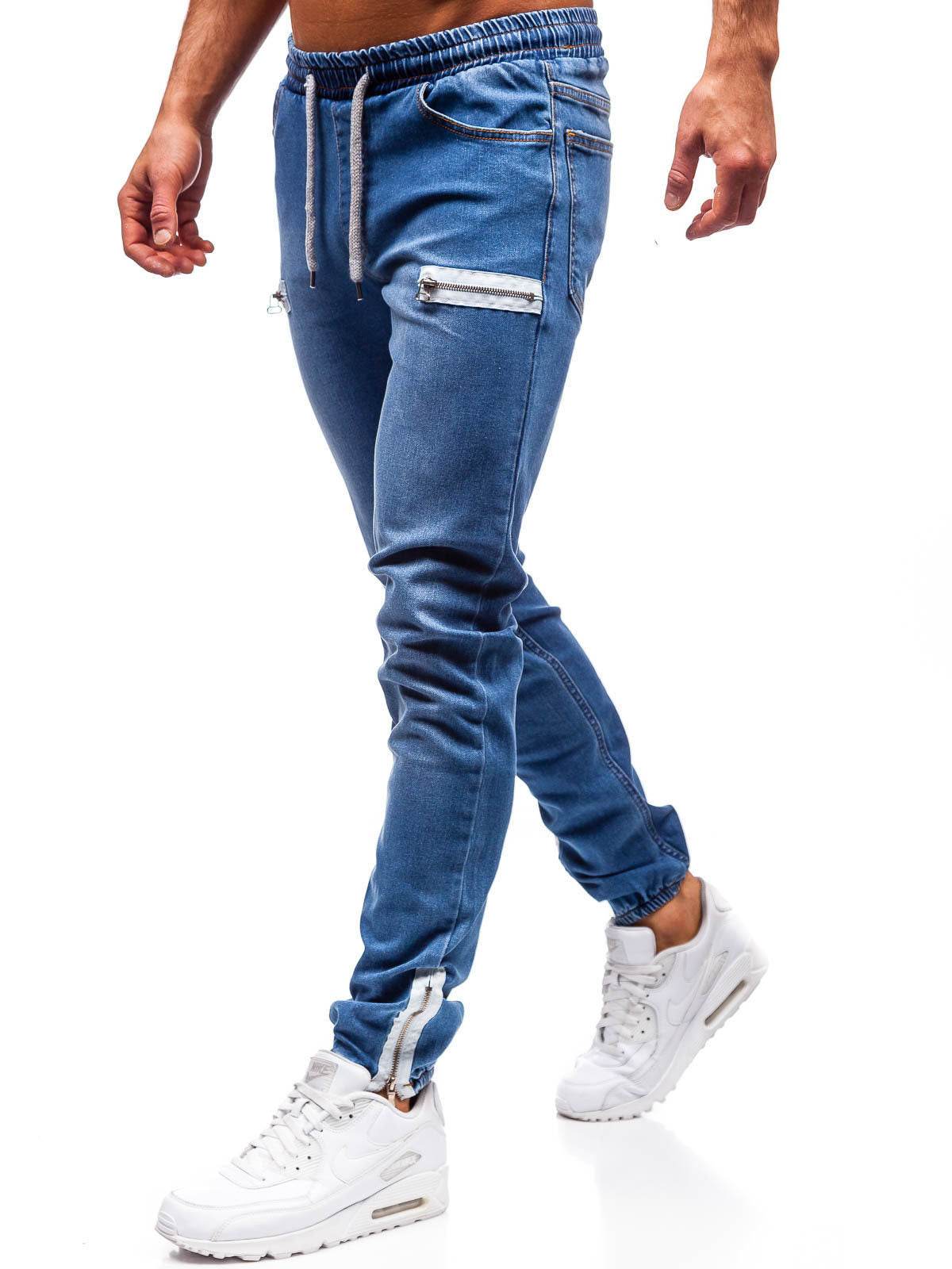 European And American Men's Denim Fabric Casual Frosted Zipper Design Jeans pant Men - www.Shopthatapp.com