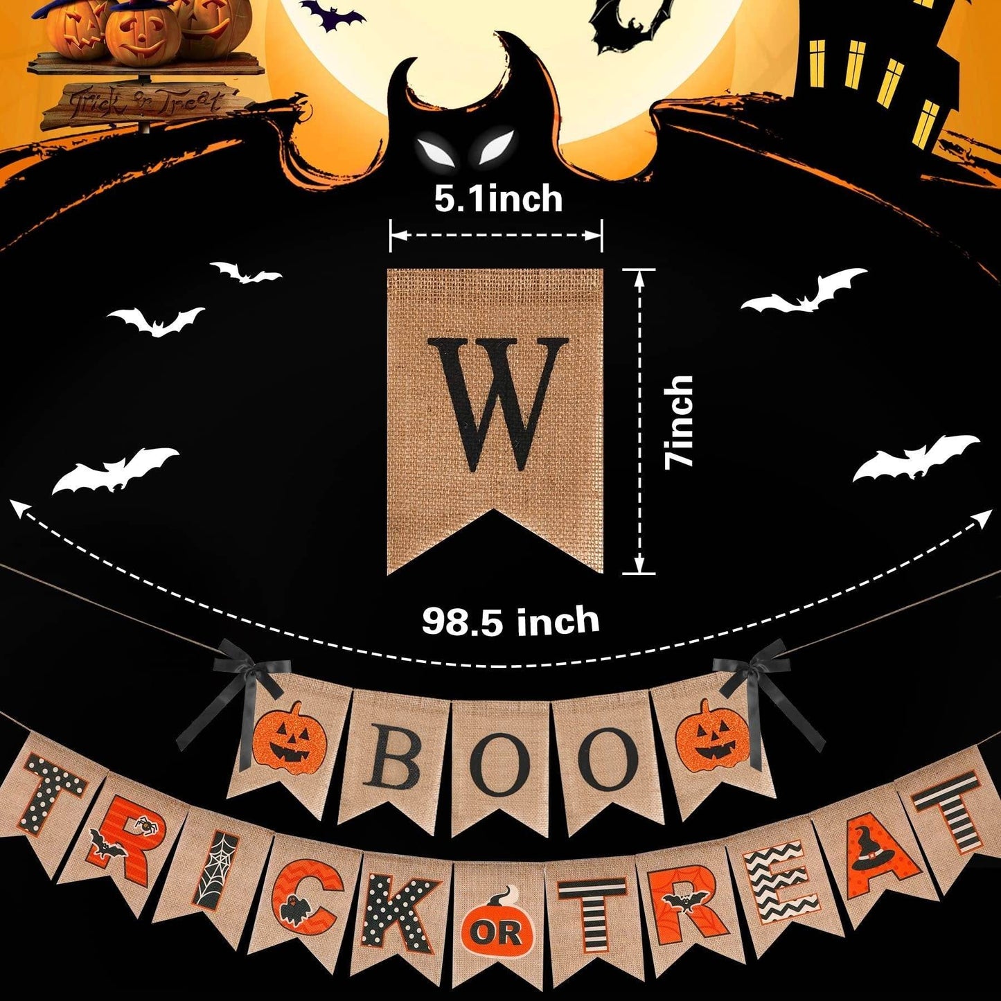 Halloween Burlap Banner Halloween Party Mantel Wall Hanging Supplies For Home Farmhouse Patio - www.Shopthatapp.com