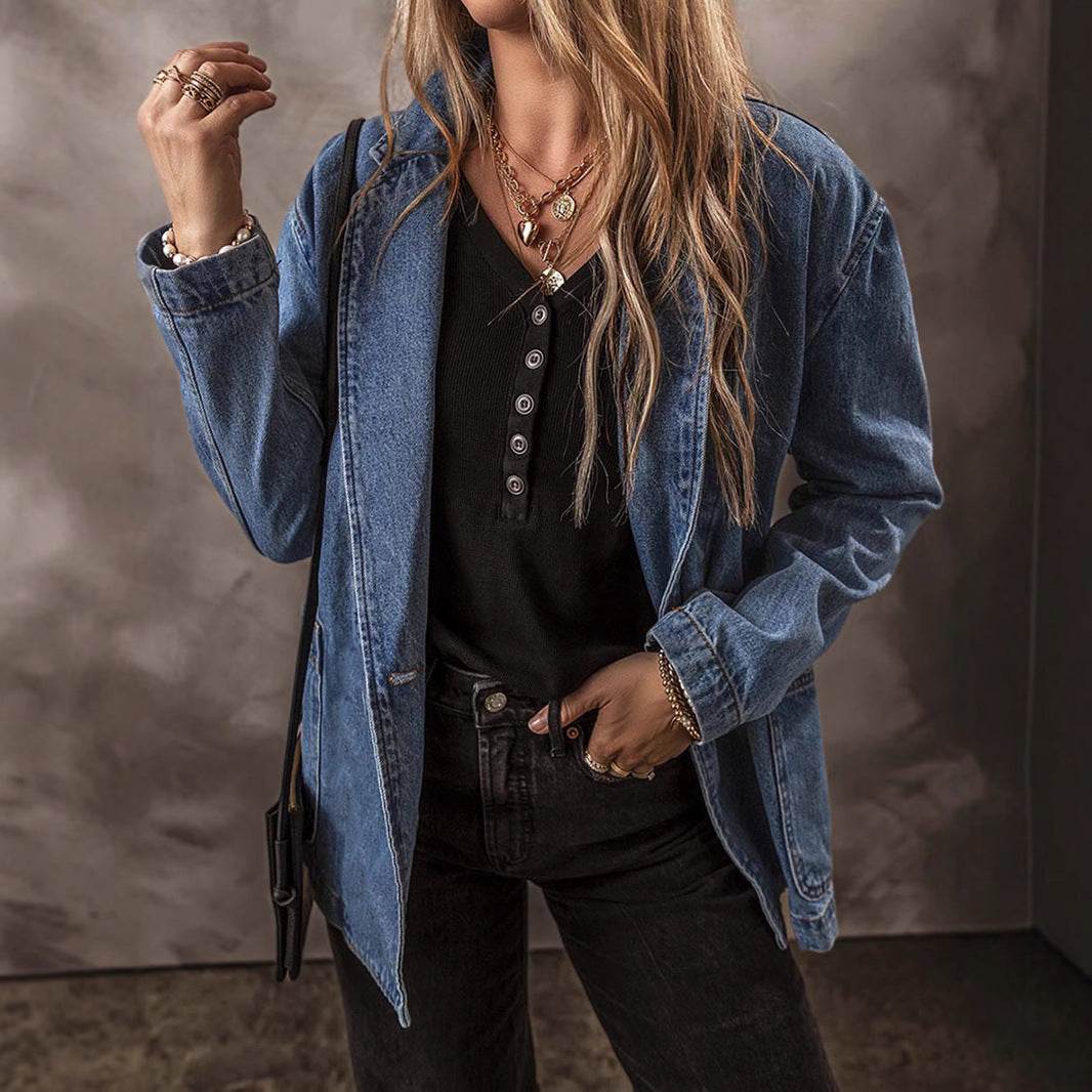 Jacket for Women – Classic Blue Denim Regular Fit - www.Shopthatapp.com