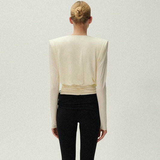 Top Fashion Swing pleated draping cowl neck blouse top - www.Shopthatapp.com