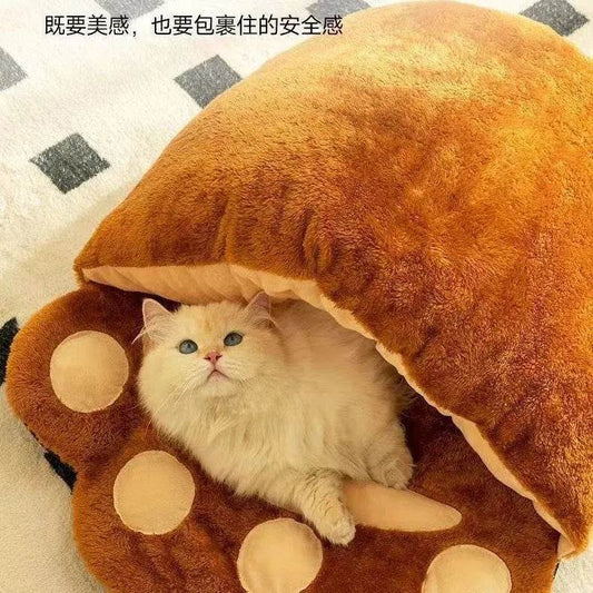 Winter Warm Thickened House Semi-closed Cat Nest - www.Shopthatapp.com