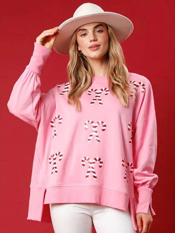 Christmas Fashion Round Neck Sequins Pullover top Sweatshirt for women - www.Shopthatapp.com