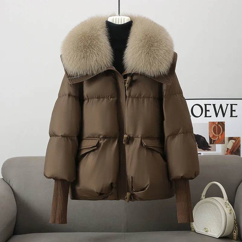Women Cotton-padded Down Jacket Fur Collar Thick Puffer Winter Coat - www.Shopthatapp.com
