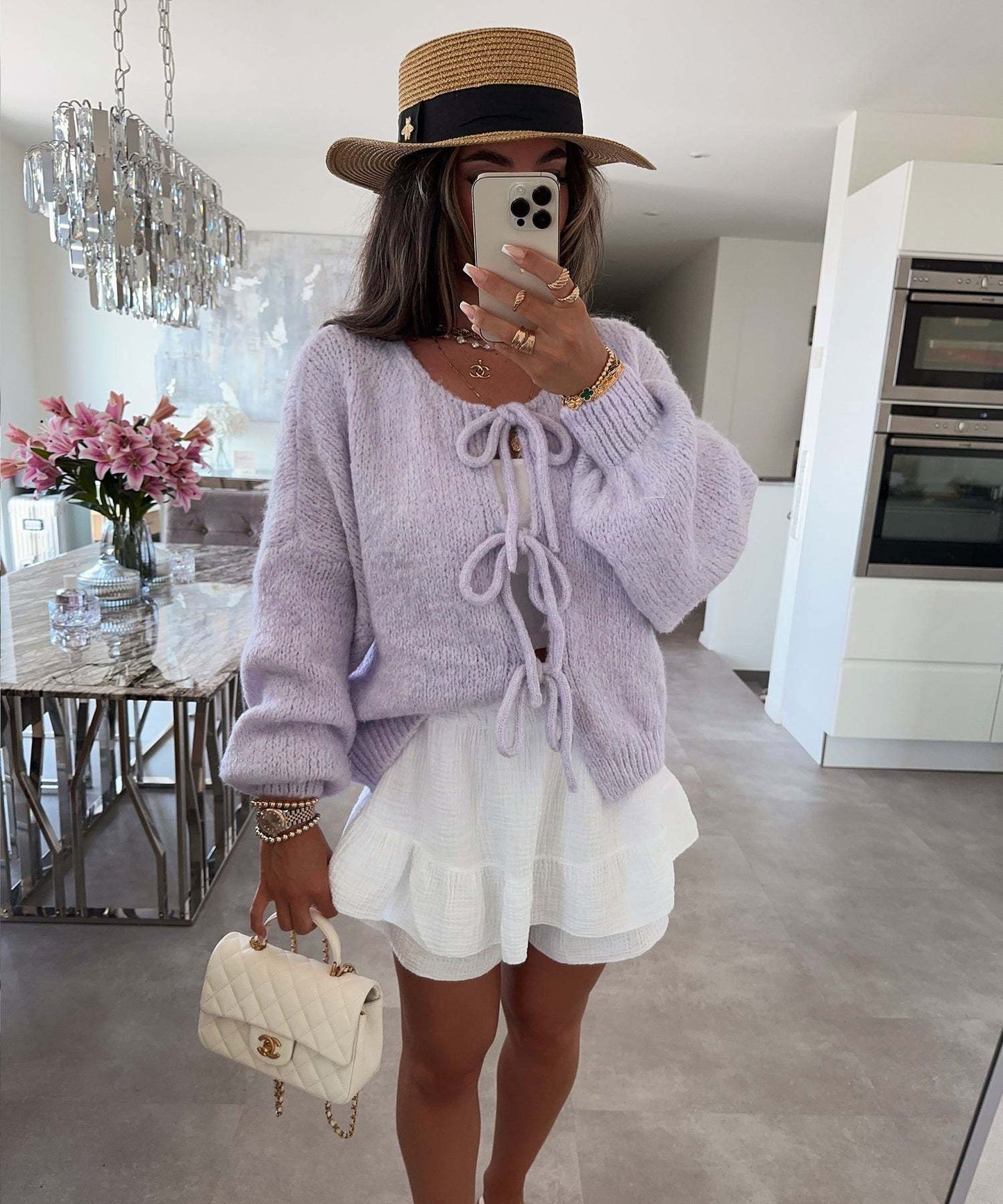Callie Knitted Bow Lace Up Cardigan - www.Shopthatapp.com
