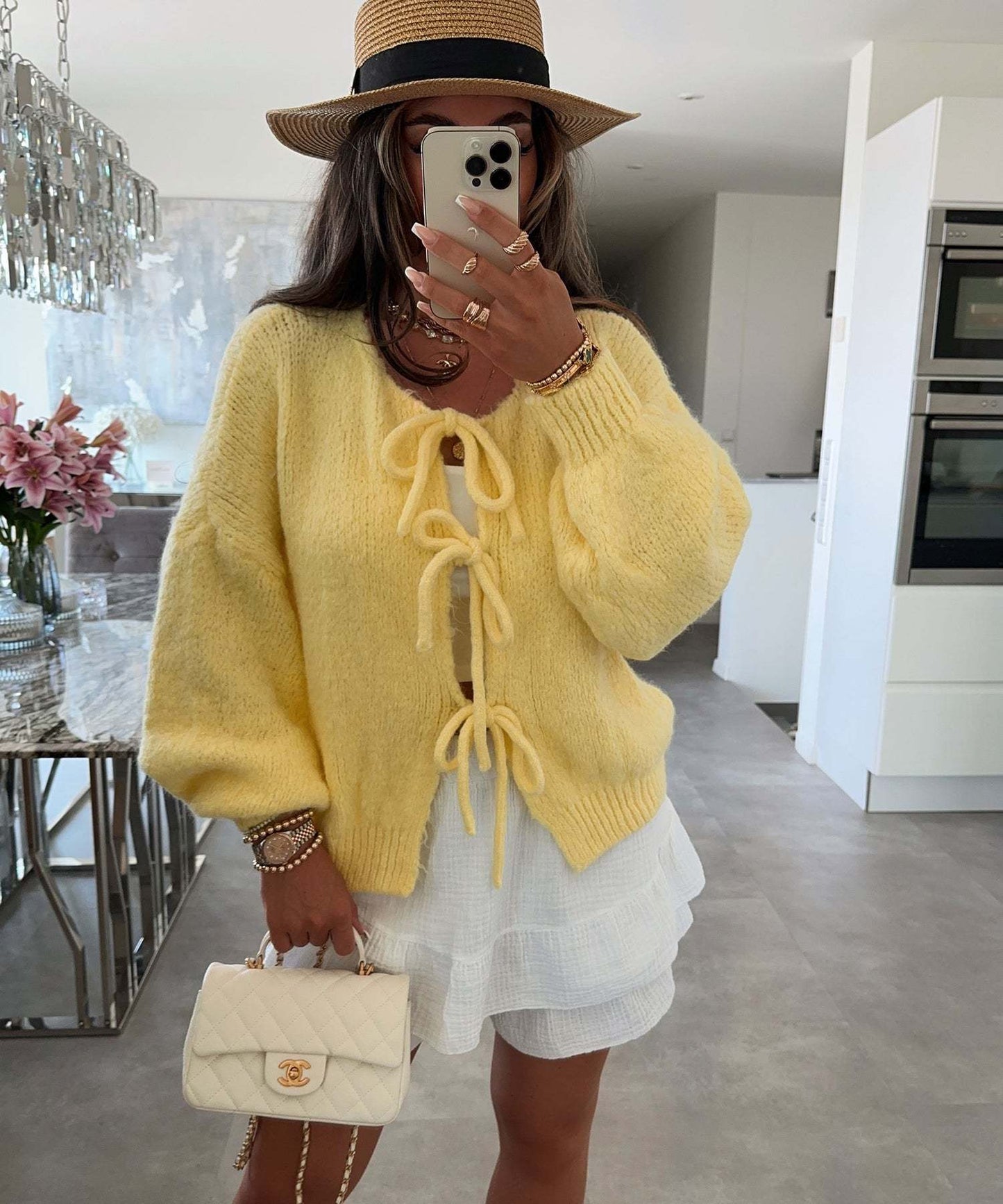 Callie Knitted Bow Lace Up Cardigan - www.Shopthatapp.com