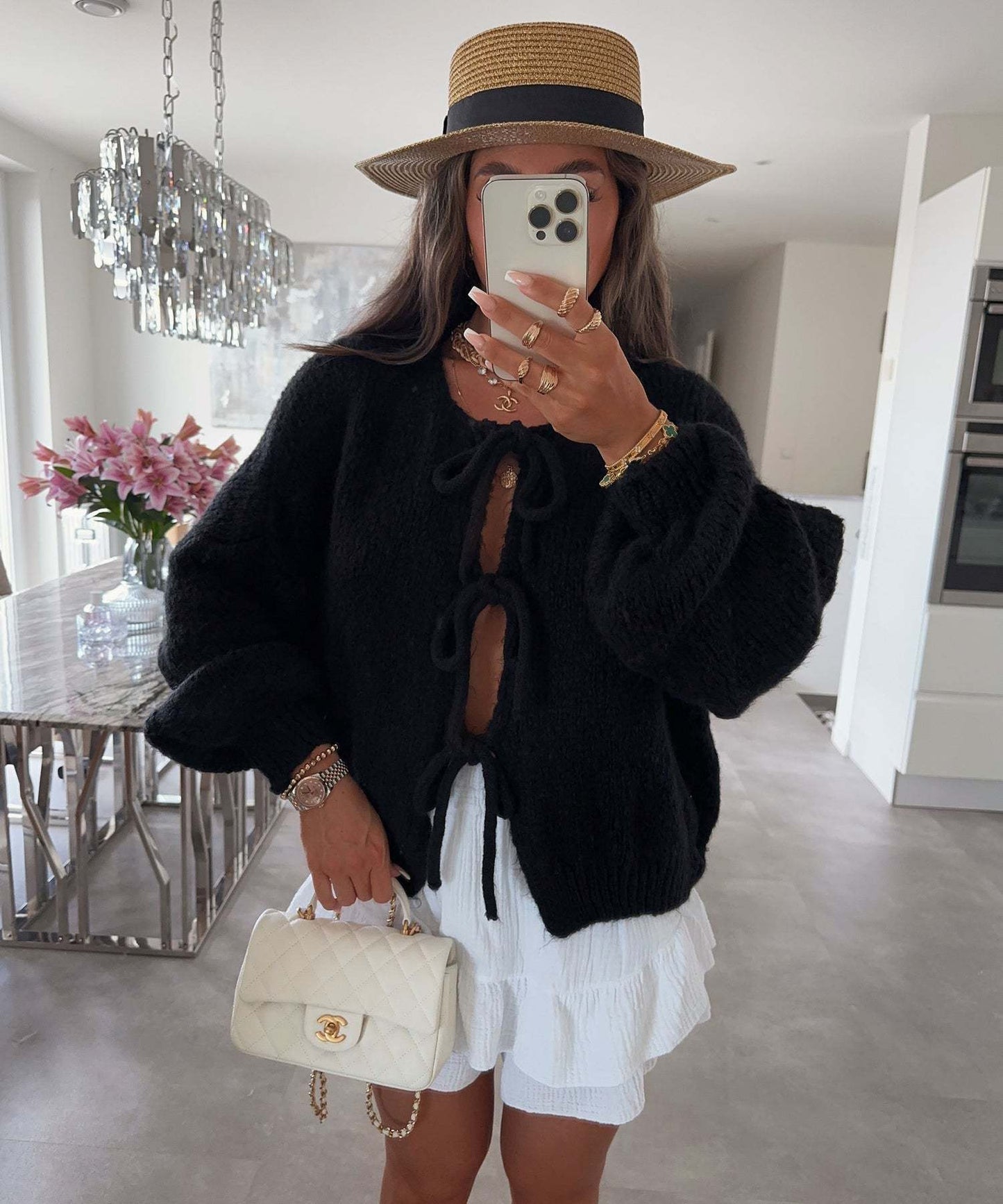 Callie Knitted Bow Lace Up Cardigan - www.Shopthatapp.com